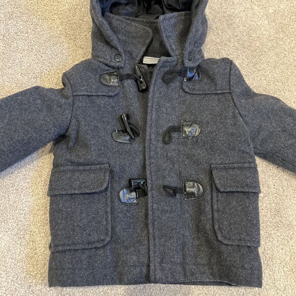 Koala Kids Baby Boys Wool Blend Jacket Winter Coat Dark Gray Hood Size 18-24m‎ - Picture 3 of 14